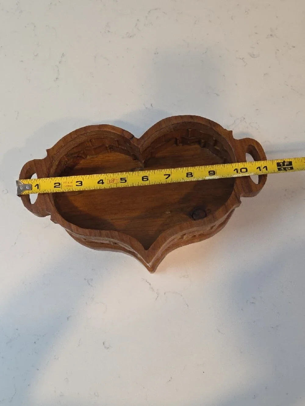 Handcrafted Wood Heart Serving Tray - Brown